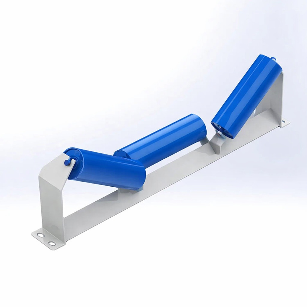 Giá đỡ và con lăn băng tải lòng máng lệch tâm